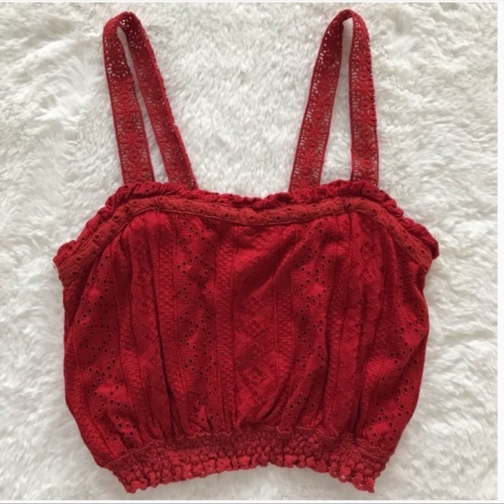 NWOT Anthropologie red lace tank, size XS